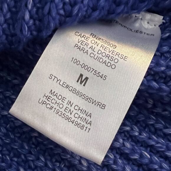 Gianni Bini GB Blue Cable Knit Pullover Long Sleeve Sweater Size Medium - Picture 4 of 4